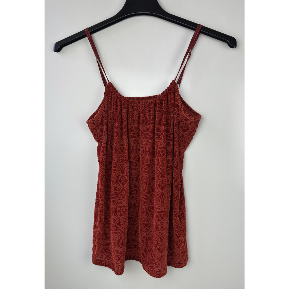 Y2k Holly Flock by Lucky Brand Velvet Burnout Spaghetti Strap Top Paisley Small - Picture 8 of 14
